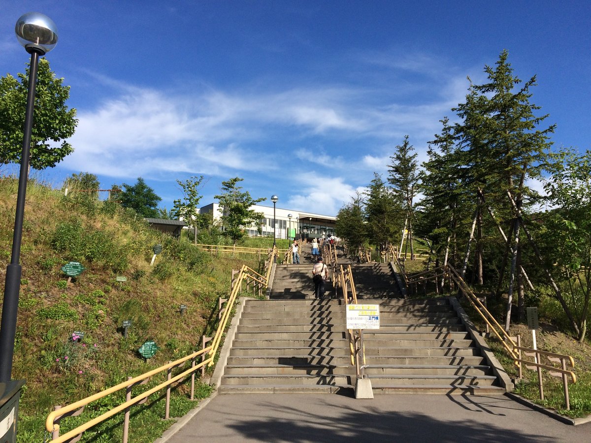 旭山動物園の園内。緩やかな坂と階段が続く